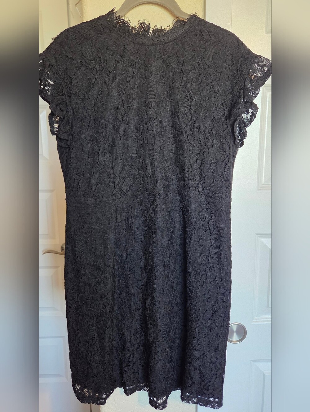 Who What Wear Black Lace Midi Dress with Flutter Sleeves